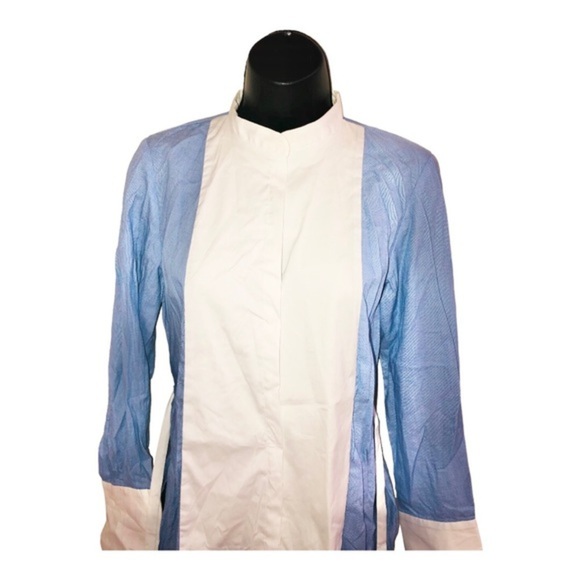 Zara oxford blue bib front split side‎ cotton buttoned down dress size small - Picture 7 of 16